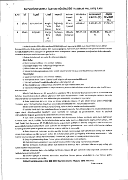 .&auml; u koYuLHisAR oRMAN işLETıvıE M&Uuml;D&Uuml;RL&Uuml;Ğ&Uuml; TAşıNMAz MAL