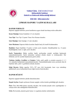 Proje Formatı - Turgut Özal Üniversitesi