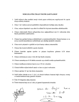 NEBULİzATÖR CİHAZI TEKNİK şARTNAMEsİ