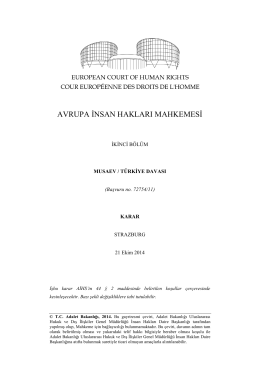 21 Ekim 2014 tarihli Musaev v. Türkiye Kararı