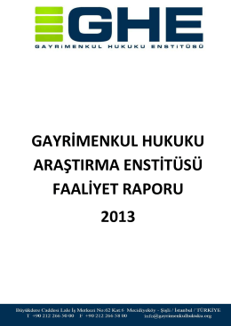 ghe 2013 çalışmaları - Gayrimenkul Hukuku Enstitüsü