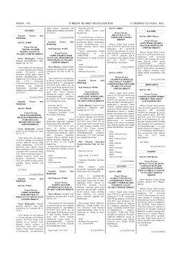 8621 sayılı Türkiye Ticaret Sicili Gazetesi 06.08.2014