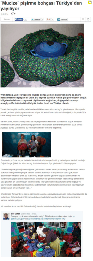 `Mucize` pişirme bohçası Türkiye`den yayılıyor
