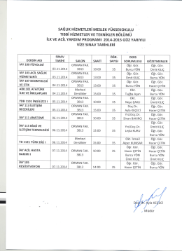 ilk ve acil yardım programı 2014-2015 güz yarıyılı