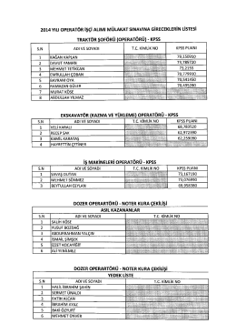 İş makinesi Operatörü isim listesi ve İstenen Belgeler İlanı.Pdf