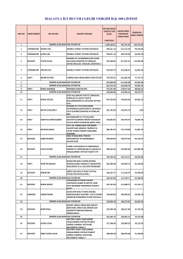 malatya ili 2013 yılı gelir vergisi ilk 100 listesi