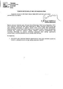 TÜRKİYE BüYüK`MiLLET MEcLisi BAŞKANLIĞINA