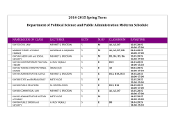 2014-2015 Spring Term Department of Political Science and Public