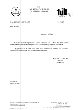 :28546098 Sayı Konu: Toplantı - Pasinler İlçe Milli Eğitim Müdürlüğü