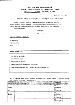 SYDV K&ouml;m&uuml;r Yardım Başvuru Formu veya Başvuru Dilek&ccedil;esi