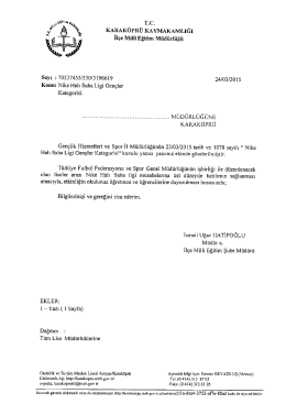 Tüm Lise Müdürlüklerine - Nike Halı Saha Ligi Gençler Kategorisi