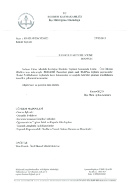 Tc BODRUM KAYMAKAMLIĞI İl&ccedil;e Miııi Eğitim M&uuml;d&uuml;rl&uuml;ğ&uuml;