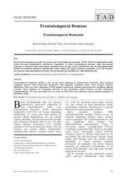 Frontotemporal Demans - Tıp Araştırmaları Dergisi