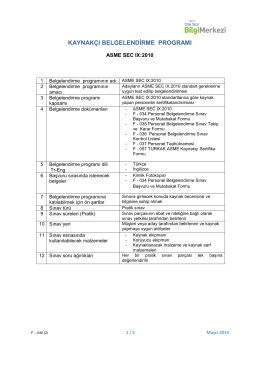 ASME Sec.9-2010 Kaynakçı Belgelendirme Programı
