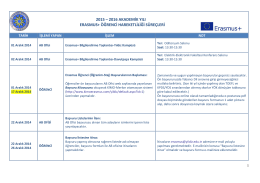 2015-2016 Erasmus+ Süreç Takvimi