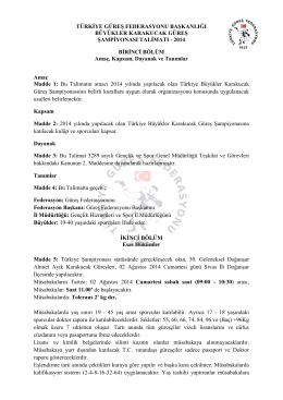 2014 BİRİNCİ BÖLÜM Amaç - Türkiye Güreş Federasyonu