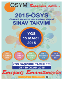 2015 ÖSYS Sınav Takvimi için tıklayınız