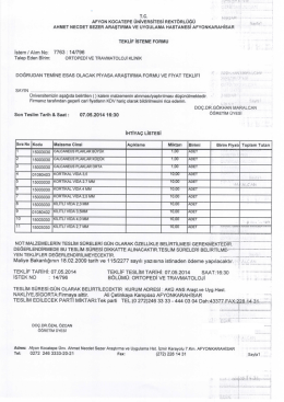 TEKLİF İSTEME FORMU istem/Alım No: 7763 : 14/796
