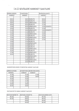 i.K.Ü sEvisLERi HAREKET sAATLERi