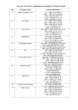 THE LiST OF TRAVEL COMPANIES AUTHORIZED TO ISSUE E