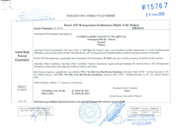 API 5L Monogramı Yetki Belgesi
