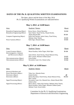 DATES OF THE Ph. D. QUALIFYING WRITTEN EXAMINATIONS
