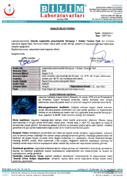 ABFT-001 İdrarda Legionella pneumophila Serogrup 1 Antijen