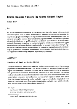 Emme Basıncı Yöntemi ile Şişme Değeri Tayini