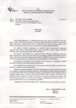 2014/01 sayılı Genelge "&Ouml;zel Bakım Merkezinde &Ccedil;alıştırılması