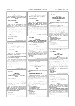 14 Şubat 2014 B&ouml;l&uuml;nmeden Dolayı Alacaklılara &Ccedil;ağrı (3. İlan)