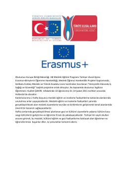 Okulumuz Avrupa Birliği Bakanlığı AB Mesleki Eğitimi Programı