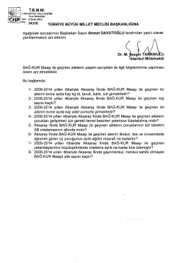 TÜRKiYE BÜYÜK MİLLET MEcLisi BAŞKANLıĞıNA