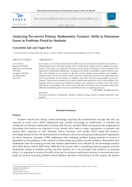 Analyzing Pre-service Primary Mathematics Teachers