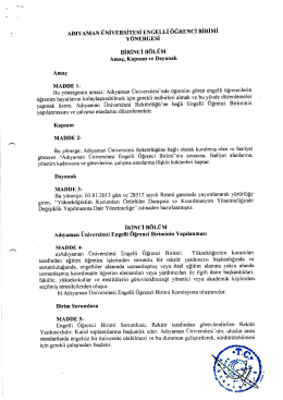 adıyaman &uuml;niversitesi engelli &ouml;ğrenci birimi y&ouml;nergesi