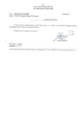 "VEFA" Konulu Hikaye Yarışması - Kula İl&ccedil;e Milli Eğitim M&uuml;d&uuml;rl&uuml;ğ&uuml;