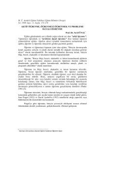M. Ü. Atatürk Eğitim Fakültesi Eğitim Bilimleri Dergisi Yıl: 1999, Sayı