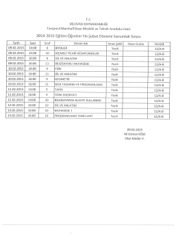 2014-2015 Eğitim-&Ouml;ğretim Yılı Şubat D&ouml;nemi Sorumluk Sınavı
