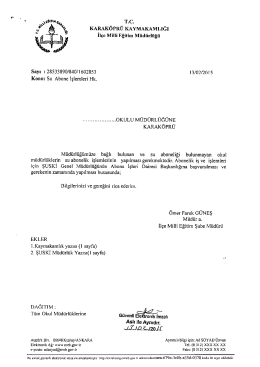 T&uuml;m Okul M&uuml;d&uuml;rl&uuml;klerine - Su Abone İşlemleri Hk