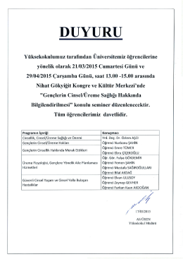 Gen&ccedil;lerin Cinsel-&Uuml;reme Sağlığı Hak.Bilgilendirilmesi