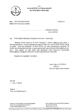 Tüm Ortaöğretim Okul Müdürlüklerine - Ders Giriş