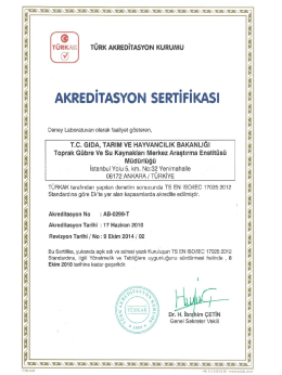 AKREDİTASTON SERTİFİKASI ve KAPSAM BELGELERİMİZ
