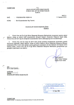 1. Resmi Yazı - Konya Eczacı Odası