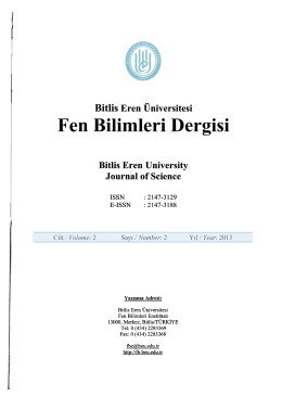 Bitlis Eren Üniversitesi Fen Bilimleri Dergisi