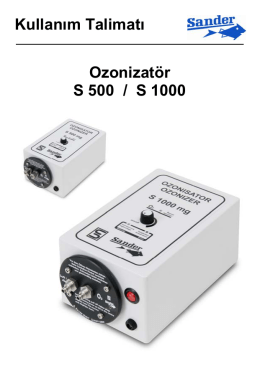 Kullanım Talimatı Ozonizatör S 500 / S 1000