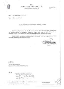 M&uuml;d&uuml;rl&uuml;ğ&uuml;m&uuml;z&uuml;n konu ile ilgili 25/03/2015 tarih ve 3262784 sayılı