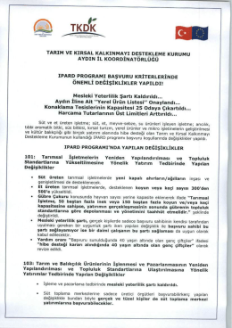 TKDK Aydın İl Koordinatörlüğü IPARD Programı Başvuru