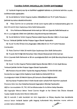 TramB&uuml;s DURAK ANGARAJLARI TEKNİK ŞARTNAMESİ