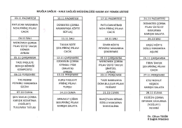 Personel Yemek Listesi - Muğla Halk Sağlığı M&uuml;d&uuml;rl&uuml;ğ&uuml;