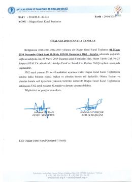 ANTALYA ESNAF vız sANArKAaLAR oDALARı BİRLİĞİ