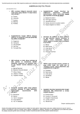A&Ouml;F Amerikan Dış Politikası | 2014 Ara Sınav İNDİR